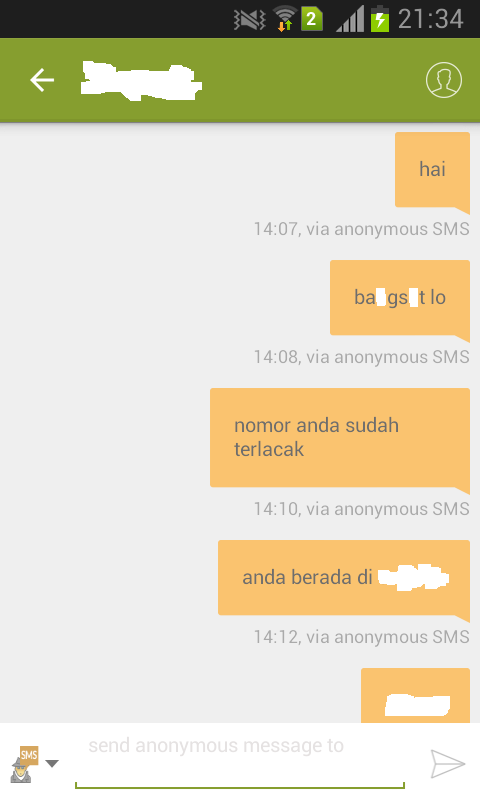 Buat yang mau ngetroll-in temennya (anonymous SMS)