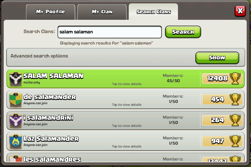 RECRUITMENT MEMBER CLAN #SALAM2N CLASH OF CLANS 