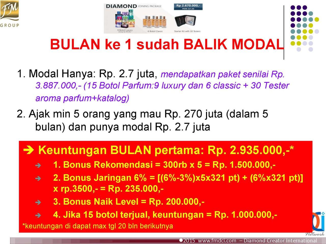 Program Diamond FM Group Indonesia Income Rp 270 Bulan