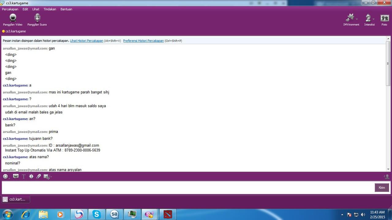 parahnya pelayanan kartugame, tolong ana gan.+ bukti chat ana sama cs kartu game