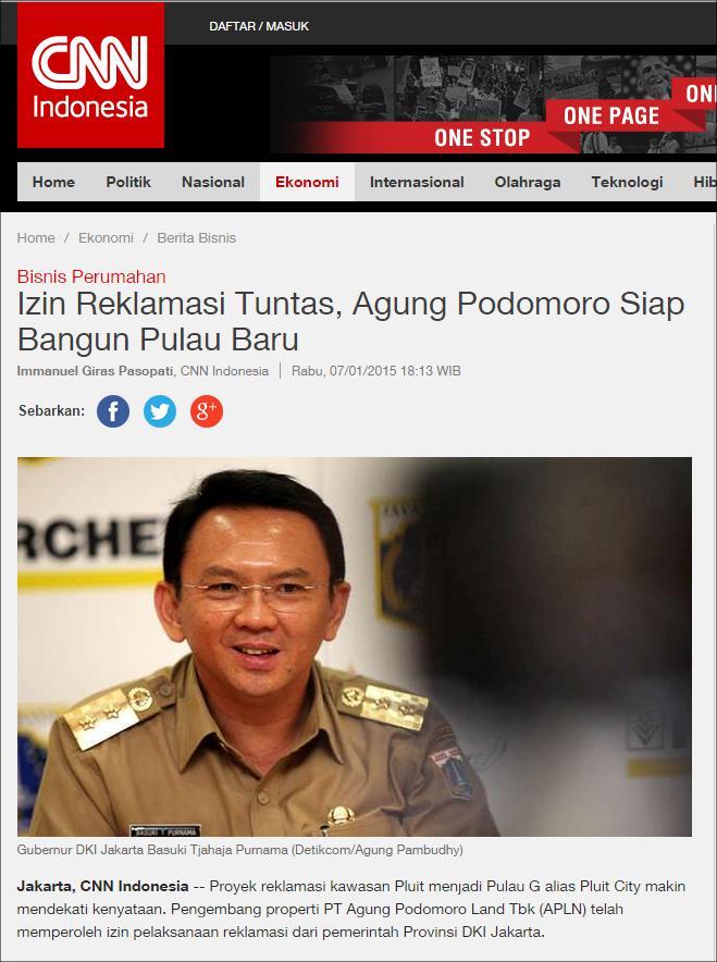 Ahok, Pulau Buatannya untuk Pertanian atau Agung Podomoro?