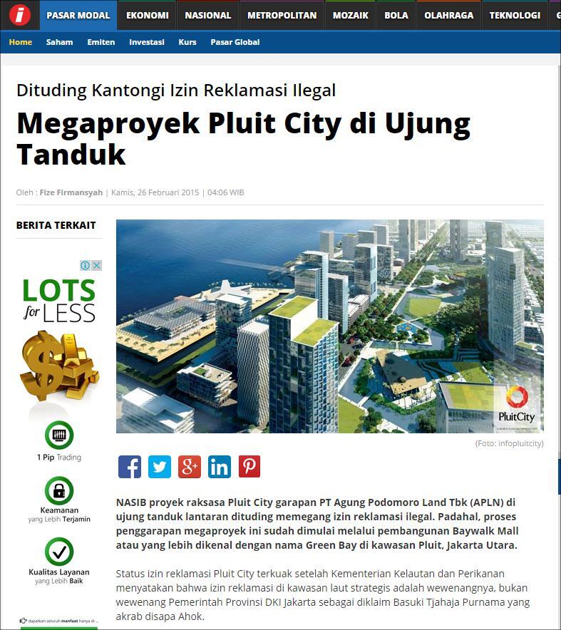 Ahok, Pulau Buatannya untuk Pertanian atau Agung Podomoro?