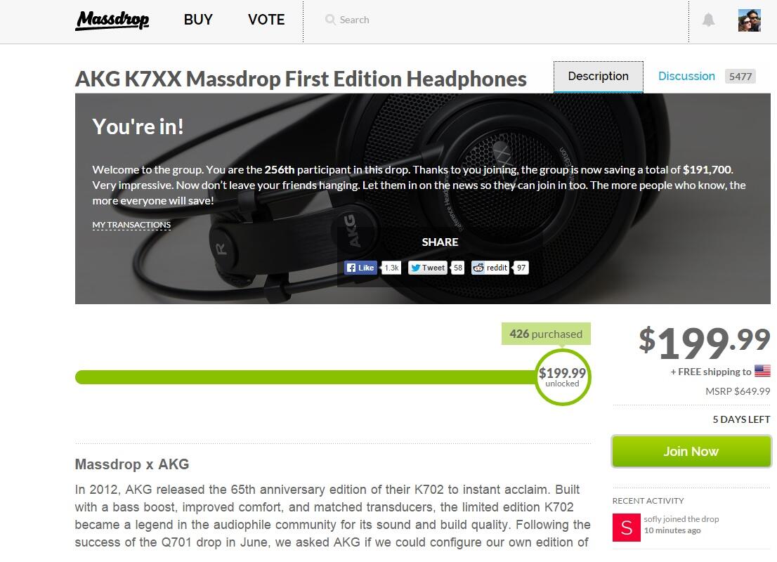 AKG K7XX "massdrop" headphones
