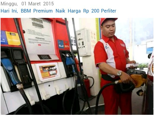 BBM premium naik lagi Rp 200 jadi Rp 6800, udah pada tau??