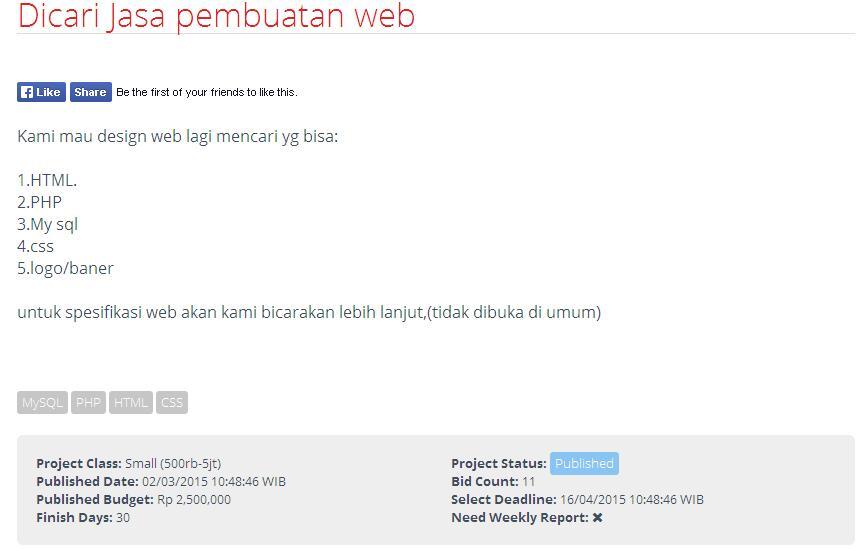 &#91;LOWONGAN FREELANCE&#93; Dicari Jasa pembuatan web