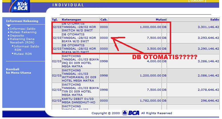 Duet ane ilang 1 juta di BCA!!! Ada yang pernah ngalamin?