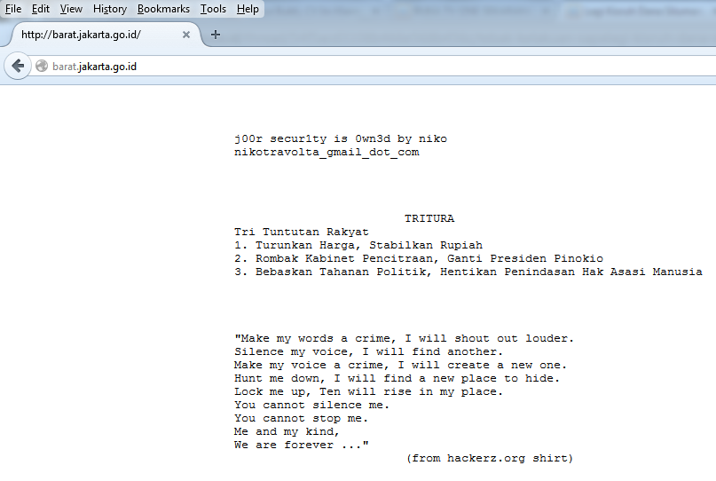 [Tebak kelakuan sapa]Lagi Kisruh Dana Siluman, Website Pemkot Jakarta Barat di Hack