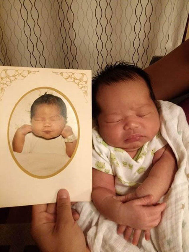 Side by Side Photo Orang Tua dan Anak Diusia yang Sama