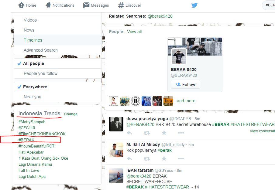 GAN, #BERAK menjadi Indonesia Trends di twitter hari ini- jam 5