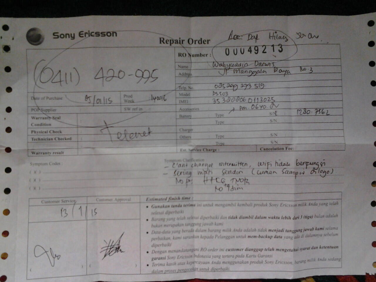 Kecewa dengan After sales Sony Mobile Indonesia