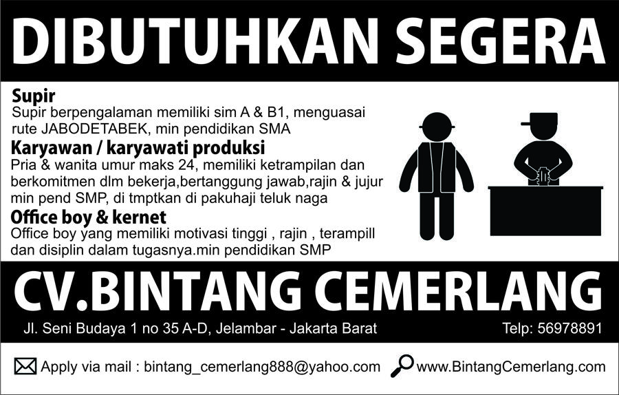 URGENTLY REQUIRED LOWONGAN KERJA DI Daerah jelambar banyak lowongan