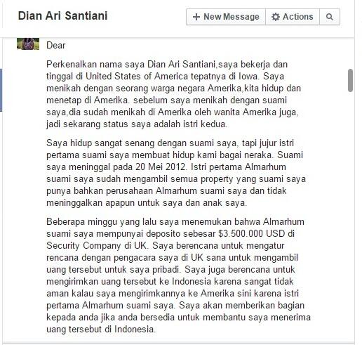 Awas Penipuan lewat Facebook bermodus pengiriman uang