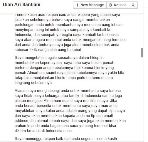 Awas Penipuan lewat Facebook bermodus pengiriman uang