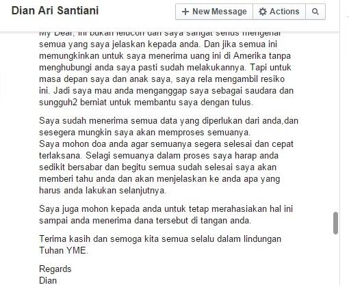 Awas Penipuan lewat Facebook bermodus pengiriman uang