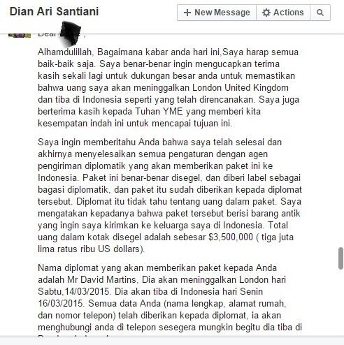 Awas Penipuan lewat Facebook bermodus pengiriman uang