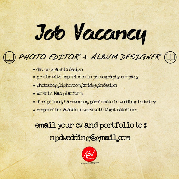 &#91;JAKSEL&#93; Lowongan &#91; DESIGN GRAFIS &#93; PHOTO EDITOR + ALBUM DESIGNER 