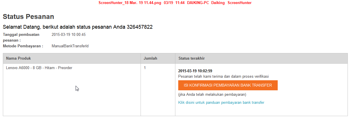 Lenovo A6000 Pre-order jual muraaaah COD BEKASI ONLY