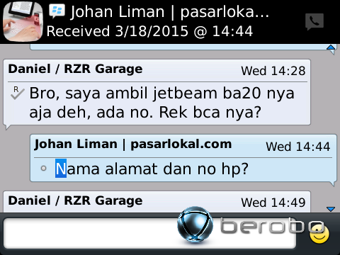 Mohon tanggapan untuk Johan Liman dengan ID Kaskus pasarlokal.com