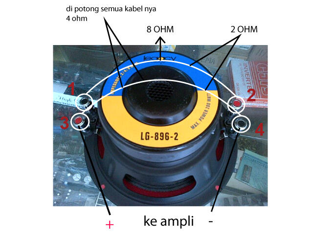 ask cara subwoofer maen di 6 ohm