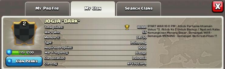 &#91;CoC&#93; Official Clan open Recruitment : JOGJA &quot;DARK&quot;