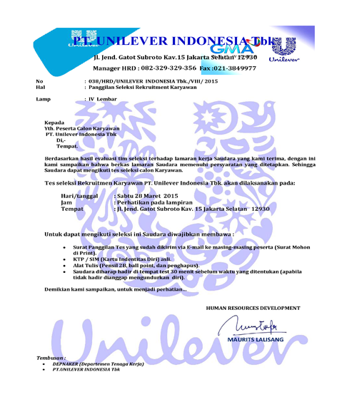Penipuan Rekrutmen PT Unilever Indonesia