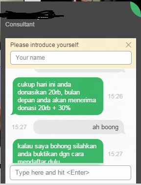 gan ane chatingan sama consultant MMM, terima ato tolak ?