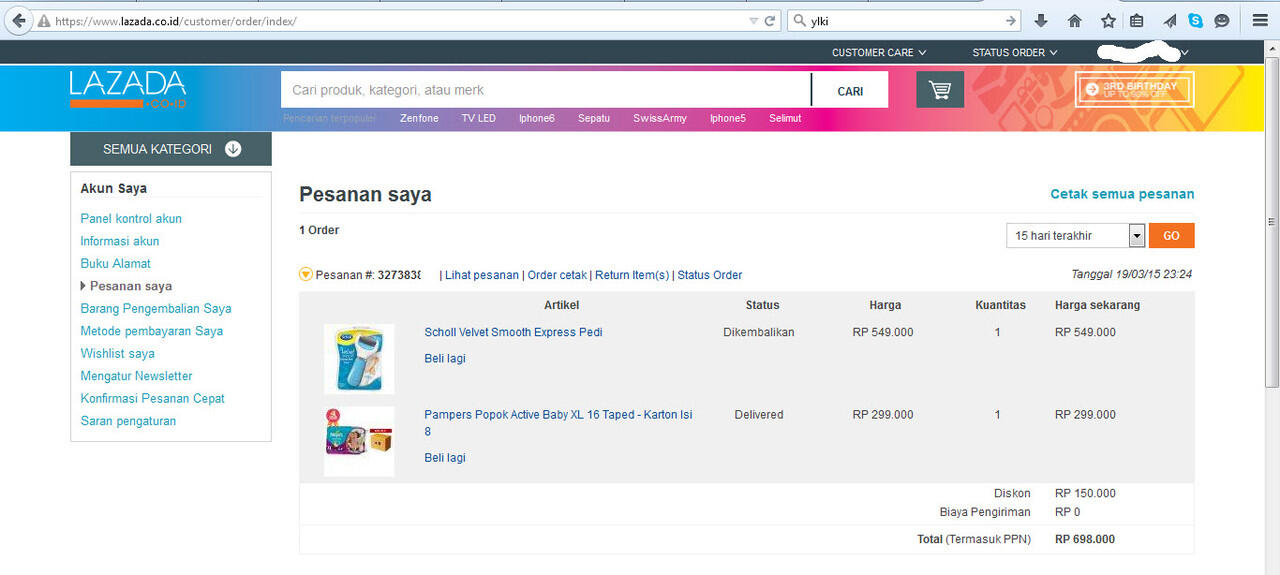 kecurangan lazada : voucher hangus, barang tidak diterima