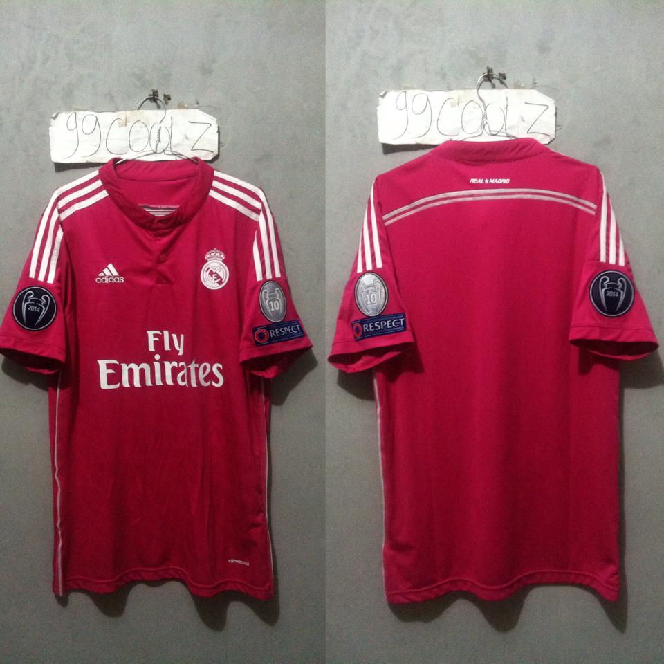 Jersey Real Madrid Away 14/15 (Pink) Fullpatch UCL 1x pake. BANDUNG