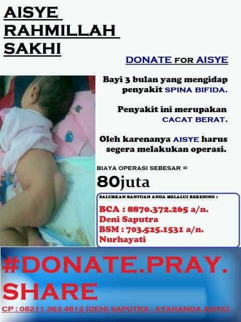 &#91;OPEN DONASI&#93; Aisye Rahmillah Sakhi mengidap penyakit &quot;Spina Bifida&quot;