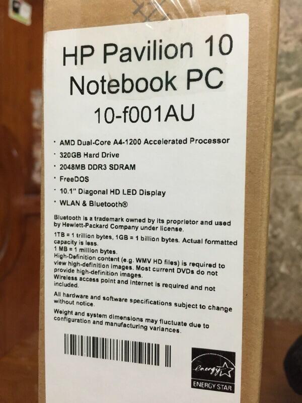 Terjual Notebook Hp Pavilion 10 F001au Baru And Segel Murah Kaskus 6649