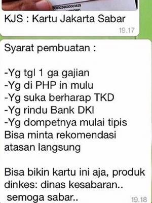 (Kartu Baru) TKD Tak Kunjung Cair, Muncullah "Kartu Jakarta Sabar"
