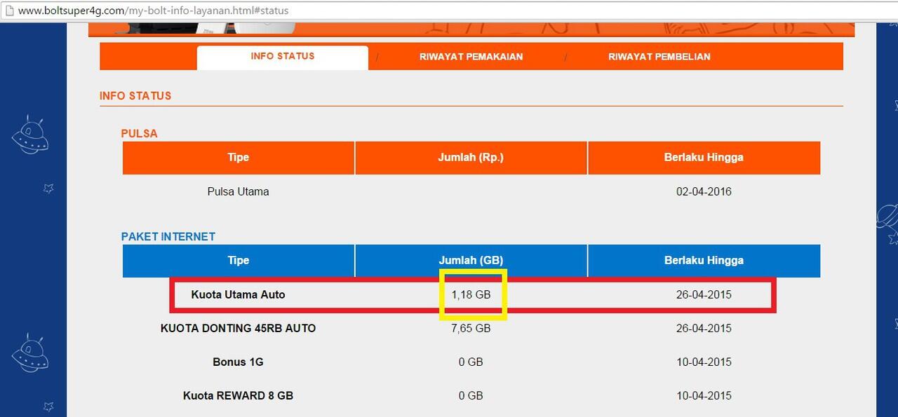 KUOTA INTERNET BOLT TIDAK TRANSPARAN