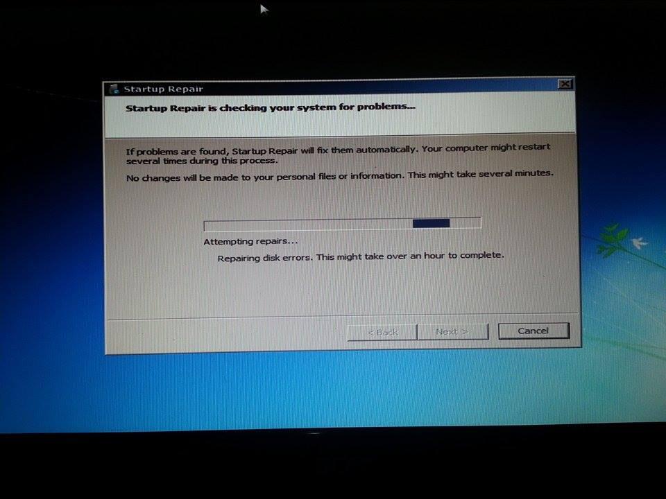 NEED HELP "repairing disk errors. this might take over an hour to complete"