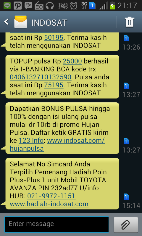 KOK BISA PENIPUAN MEMAKAI SMS DENGAN NAMA INDOSAT?? &quot;HATI-HATI&quot;