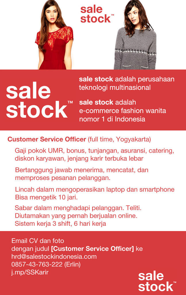 &#91; Yogyakarta&#93; Vacancy Customer Service Officer PT. Sale Stock Indonesia