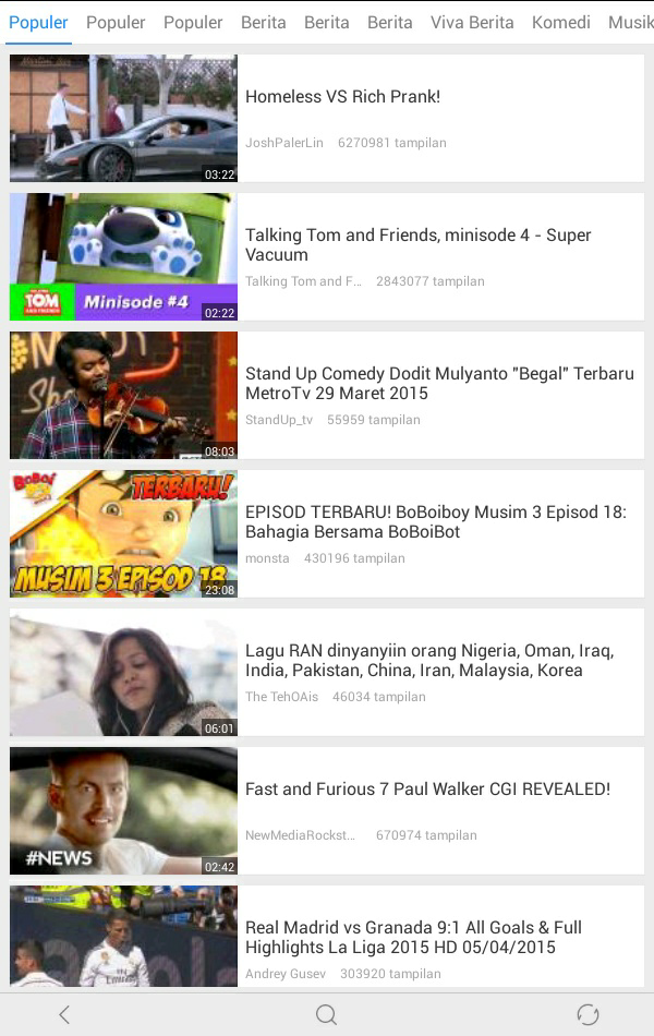 Membaca berita dan menonton video menggunakan Baidu Browser