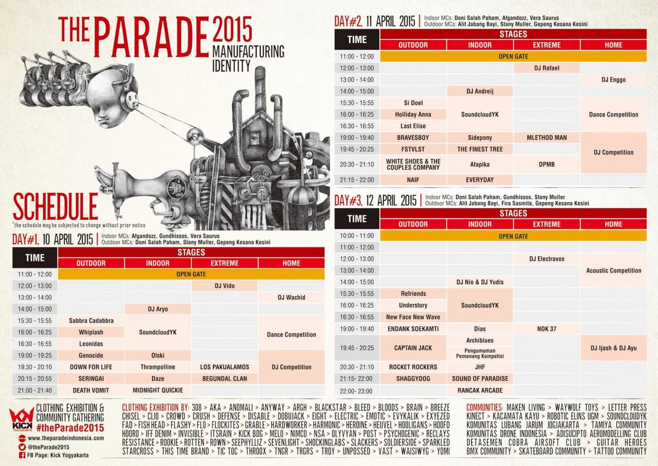 &#91;The Parade 2015&#93; Rundown dan Denah Lokasi 10 - 12 April