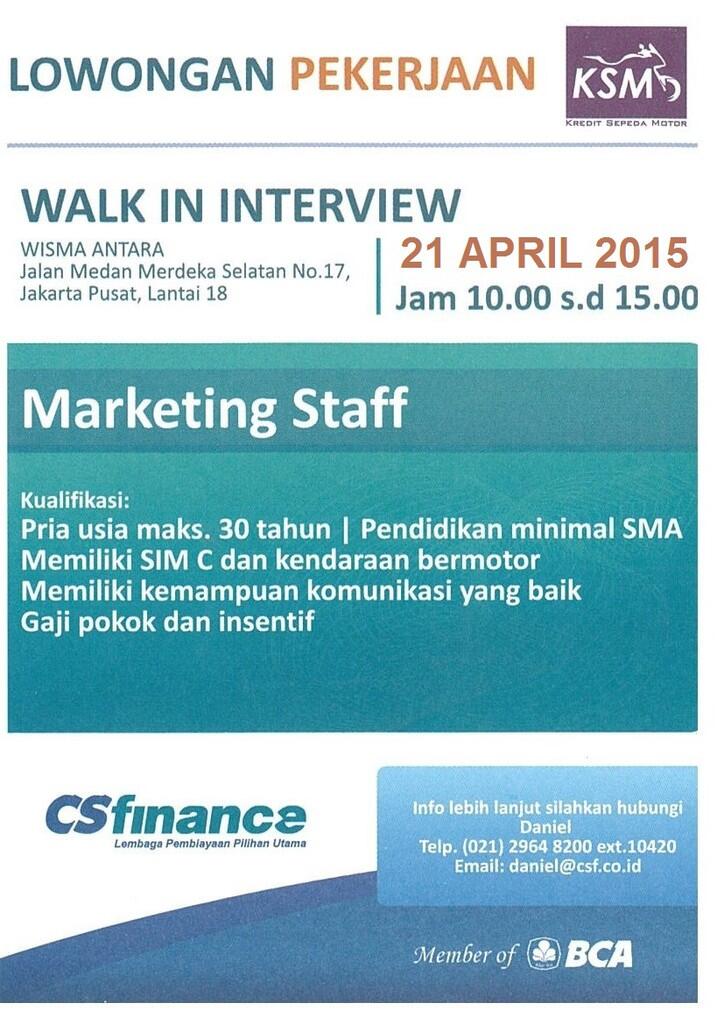 Lowongan Kerja - Walk In Interview 24 Maret 2015 - KSM BCA