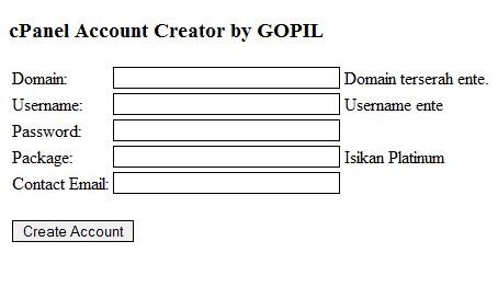 Cpanel Account Creator 2015 GRATIS FREEEEEEEEE