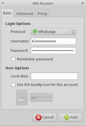 WhatsApp Dekstop (Tested Ubuntu) Via Pidgin Messenger + Plugin Yowsup