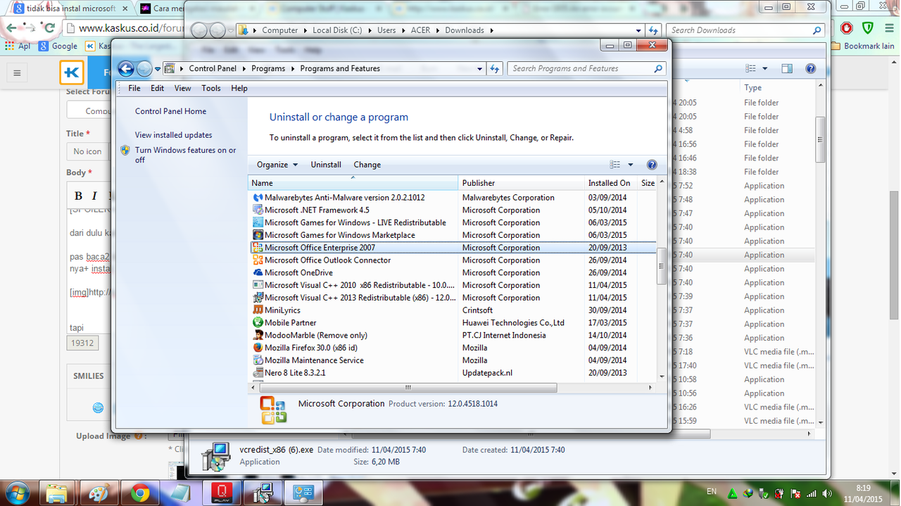 masalah microsoft visual c++ 2008. mohon dibantu gan :)