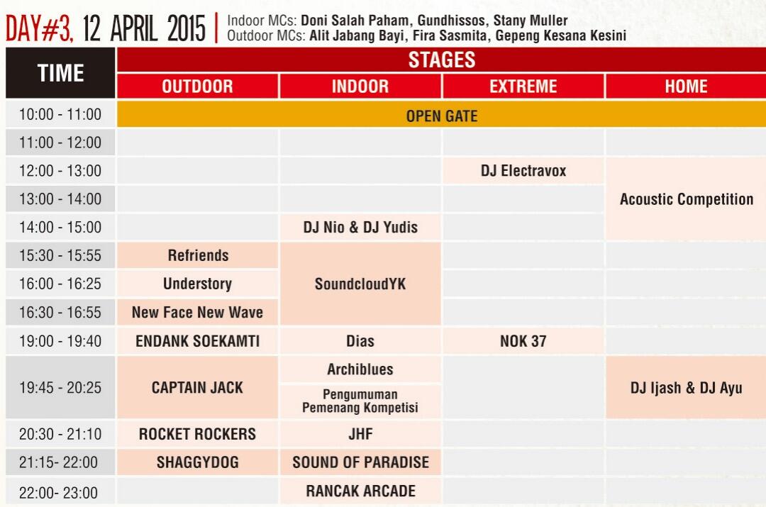 &#91;The Parade 2015&#93; Rundown dan Denah Lokasi 10 - 12 April