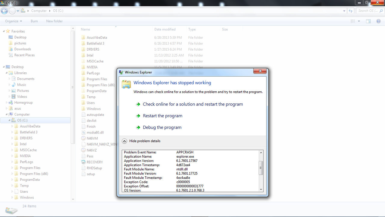 (ASK) Windows Explorer Sering Stopped Working
