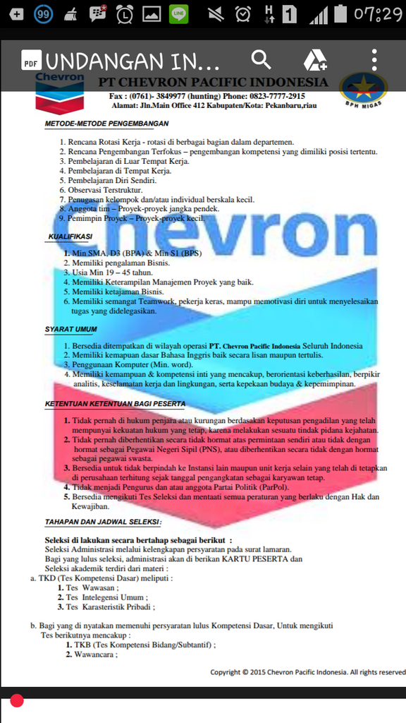 Lowongan Pt Chevron Riau - Lowongan Kerja