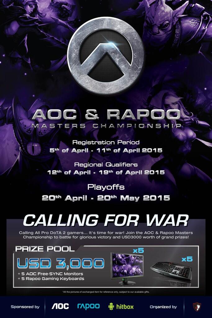 AOC resmi mengumumkan Turnamen eSports Online “AOC & Rapoo Masters Championship”.