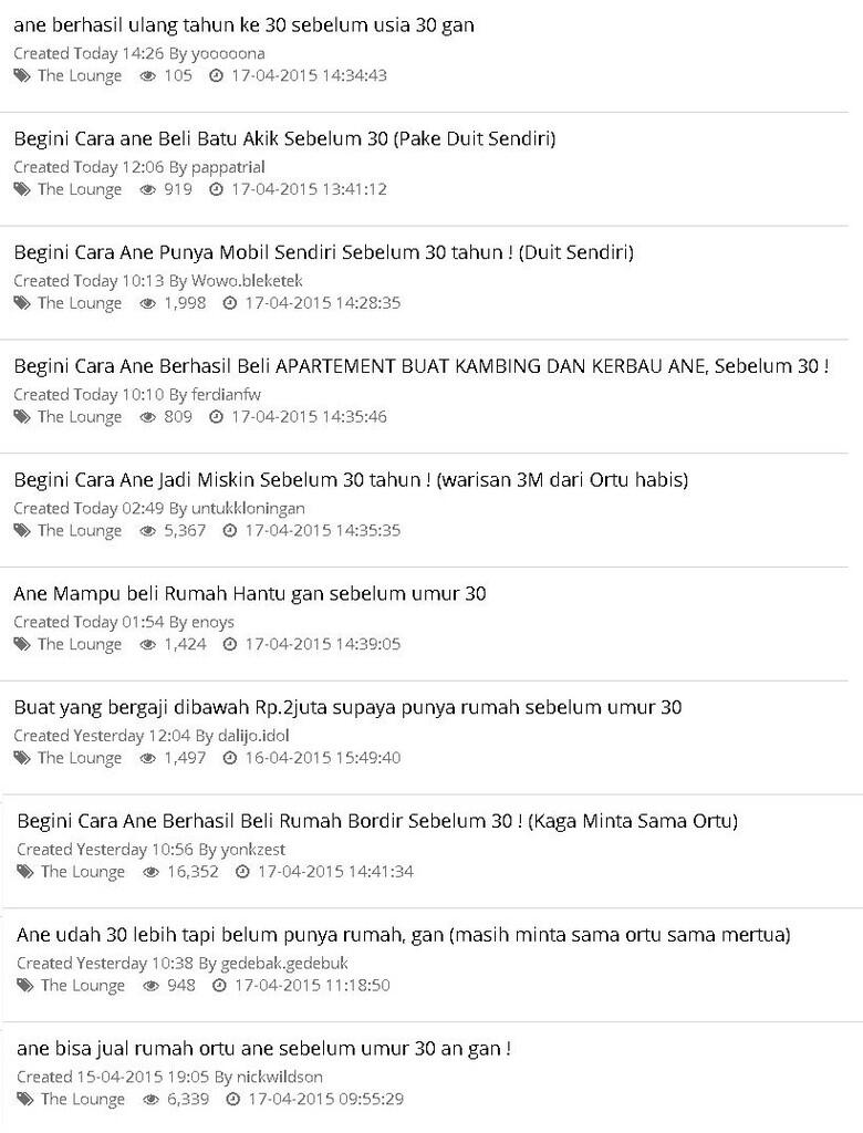 Fenomena sebelum 30 tahun