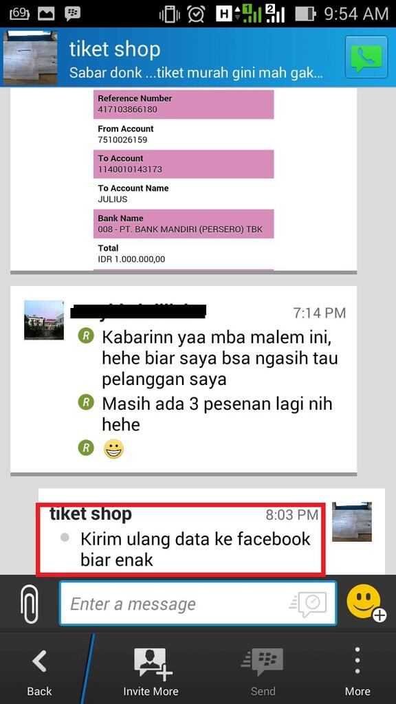 Penipuan Tiket Pesawat A.n Reni Yuniati