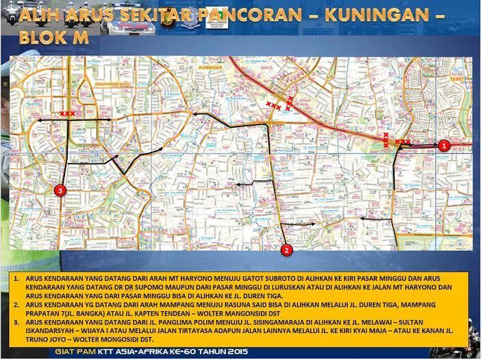 Penting ! Jadwal dan Rute Pengalihan Arus di Jalur Protokol Jakarta Imbas KAA