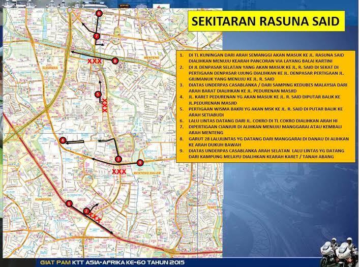 Penting ! Jadwal dan Rute Pengalihan Arus di Jalur Protokol Jakarta Imbas KAA