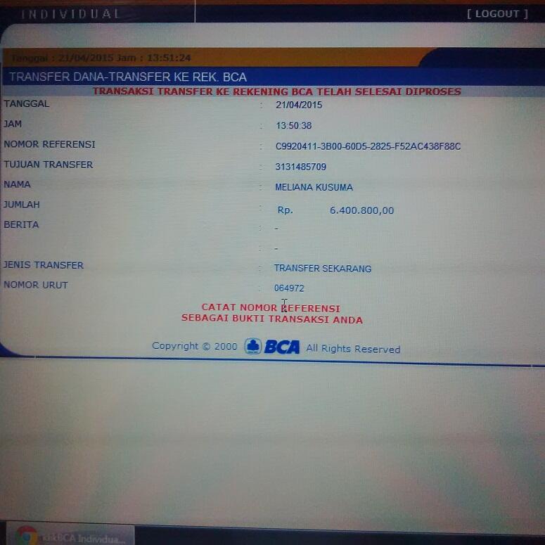 SURAT TERBUKA id kaskus simantorlir - PENIPUAN BCA 3131485709 MELIANA KUSUMA